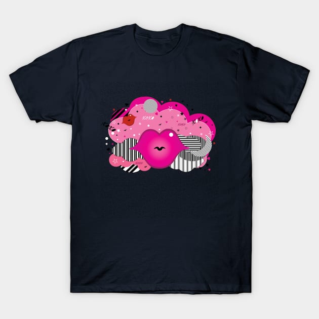 Rose Big Lips Abstract Design T-Shirt by Nobiya